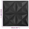 vidaXL Panouri de perete 24 pcs Origami Negru 50 x 50 cm Spumă XPS