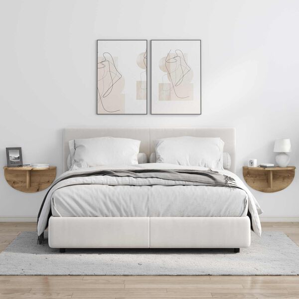 vidaXL Raft de perete Pe perete 2 pcs Stejar Artizanal 48 x 24 x 24 cm