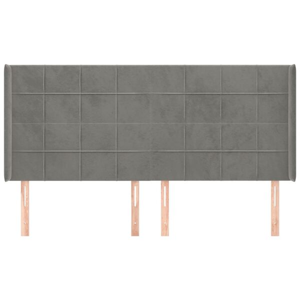 vidaXL Tăblie de pat cu aripioare gri deschis 183x16x118/128cm catifea