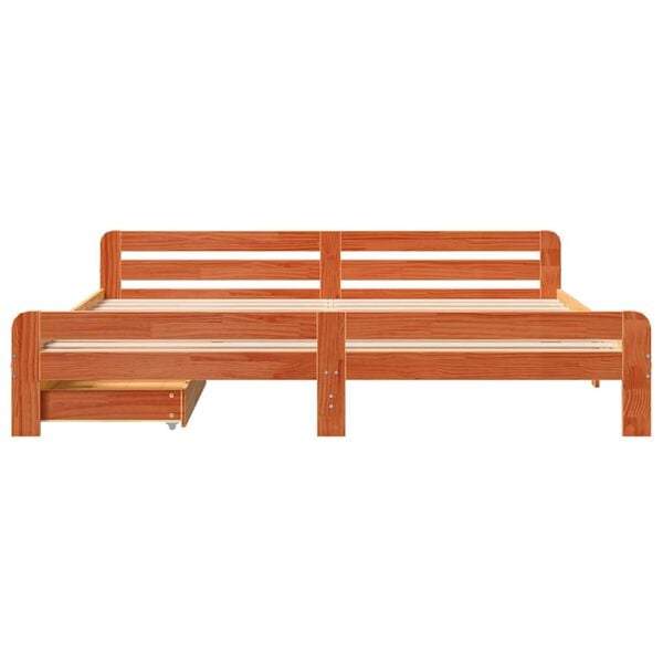 vidaXL Cadru de pat fără saltea, maro ceruit 180x200 cm lemn masiv pin