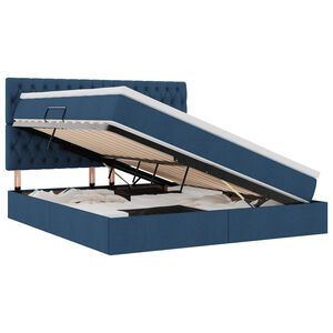 vidaXL Pat cu saltea și LED cu saltea albastru 160 x 200 cm Poliester