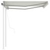 vidaXL Copertină retractabilă automat cu st&acirc;lpi, crem, 3x2,5 m