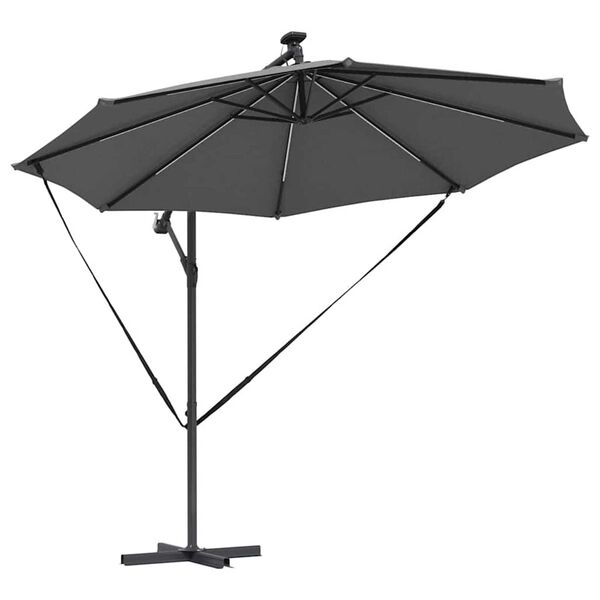 vidaXL Parasol banana cu brațe Antracit 294 x 294 x 248 cm