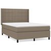 vidaXL Pat box spring cu saltea, gri taupe, 140x200 cm, textil