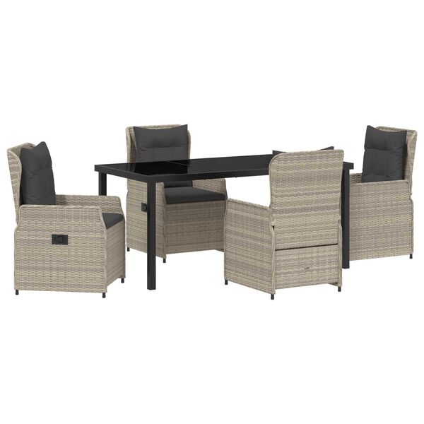 vidaXL Set de masă pentru grădină 5 pcs Gri deschis poliratan