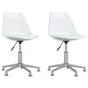 vidaXL Scaune de bucătărie pivotante, 2 buc., alb, piele artificială
