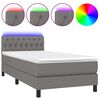 vidaXL Pat cu arcuri, saltea și LED, gri &icirc;nchis, 90x200 cm, textil