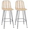 vidaXL Scaun Bar 2 buc. natural 44 x 52 x 111 cm Ratan și Fier