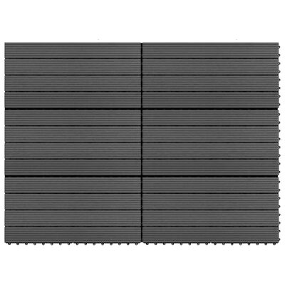 vidaXL Plăci de pardoseală, 6 buc., negru, 60x30 cm, WPC, 1,08 m²