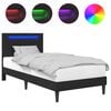 vidaXL Cadru de pat cu benzi LED Negru 90 x 200 cm Piele artificială
