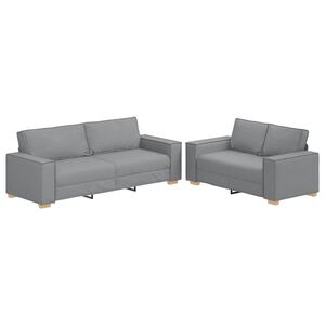 vidaXL Set de canapele cu perne, 2 piese, gri deschis, textil