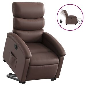 vidaXL Fotoliu rabatabil electric cu ridicare, maro, piele ecologică