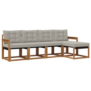 vidaXL Set de canapele de exterior 5 pcs Gri natural și deschis