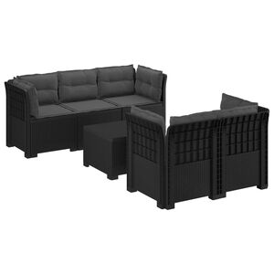 vidaXL Sofa de grădină cu 5 locuri cu perne aspect rattan PP Antracit