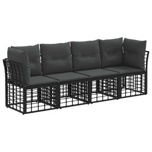 vidaXL Set de canapele de exterior Negru Poliester
