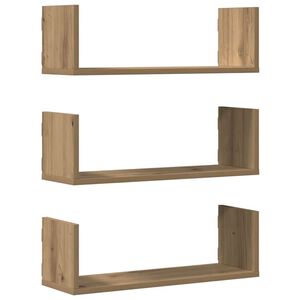 vidaXL Rafturi perete 3buc. stejar artizanal 58x18x18cm lemn prelucrat