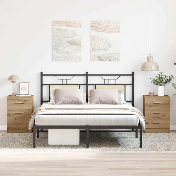 vidaXL Noptiere, 2 buc., stejar artizanal, 38x35x55 cm, lemn prelucrat