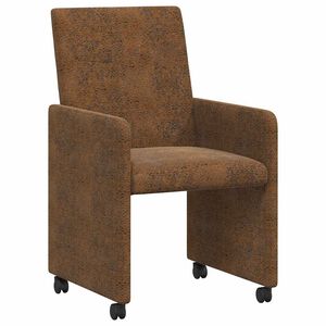 vidaXL Scaune de dining cu roți 2 buc. Piele ecologică de suede Maro