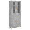 vidaXL Dulap &icirc;nalt, gri beton, 69,5x34x180, lemn compozit