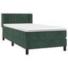 vidaXL Pat box spring cu saltea, verde &icirc;nchis, 80x200 cm, catifea