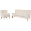 vidaXL Set de canapele, 2 piese, material textil, alb crem