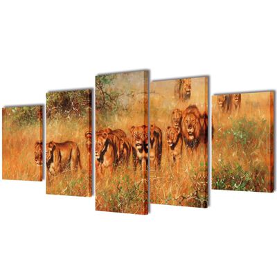Set tablouri de pânză cu imprimeu lei 200 x 100 cm