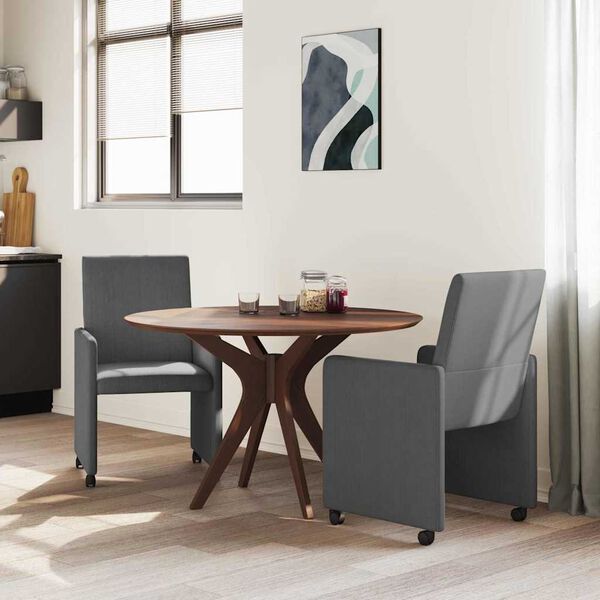 vidaXL Scaune de dining cu roți 2 pcs Gri închis 57 x 66 x 94 cm