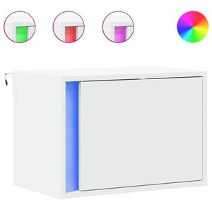 vidaXL Noptieră montată pe perete cu lumini LED, alb