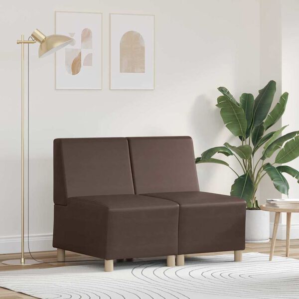 vidaXL Unitate Sofa Modulară Fără Brațe 2 pcs Maro 55 x 74 x 82 cm
