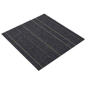vidaXL Placă de carpetă Gri &icirc;nchis cu dungi 50 x 50 cm 36 buc.