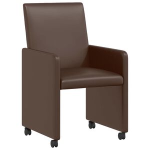 vidaXL Scaune de dining cu roți 2 buc. Piele artificială Maro