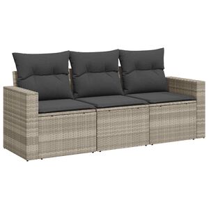vidaXL Set canapele de grădină cu perne, 3 piese gri deschis poliratan