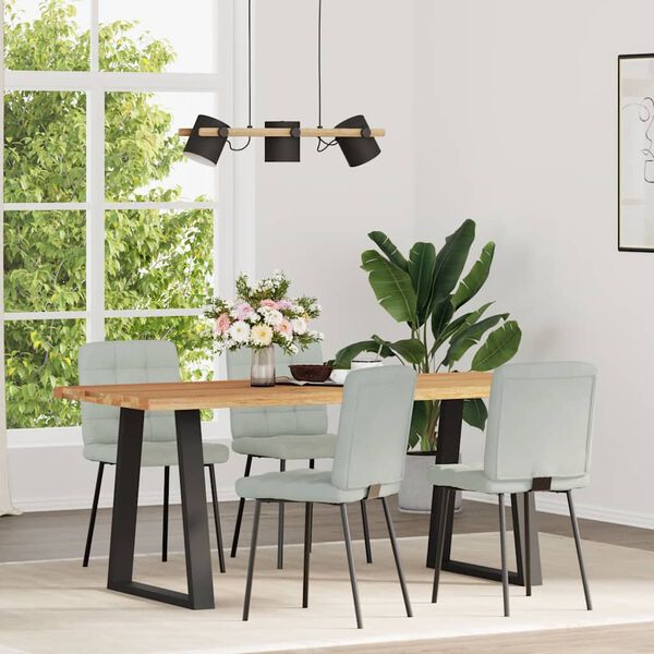 vidaXL Scaune de bucătărie, 4 buc., gri deschis, catifea