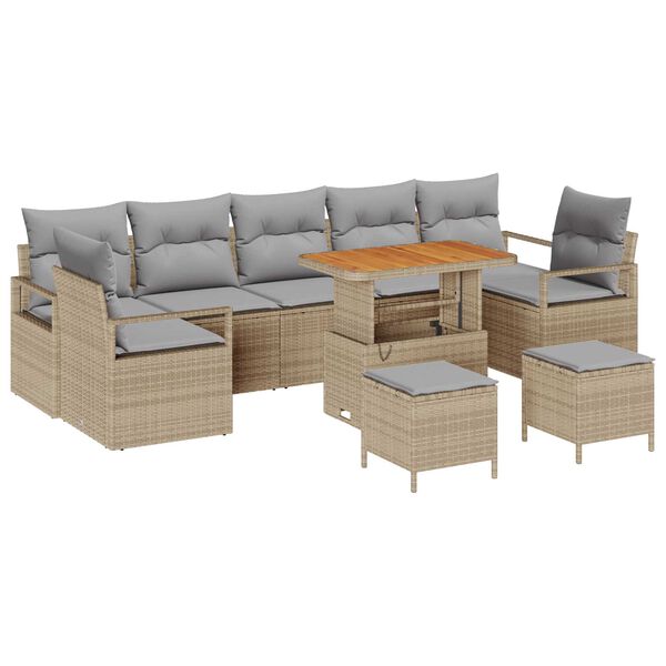 vidaXL Set de canapele pentru grădină 10 pcs Bej Rattan poli