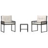 vidaXL Set de Mobilier pentru Exterior cu pernă 3 pcs Negru și Alb