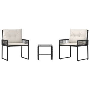 vidaXL Set de Mobilier pentru Exterior cu pernă 3 pcs Negru și Alb