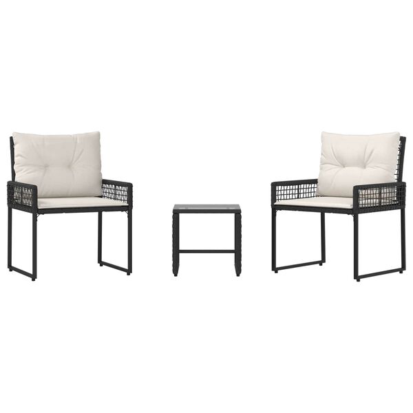 vidaXL Set de Mobilier pentru Exterior cu pernă 3 pcs Negru și Alb