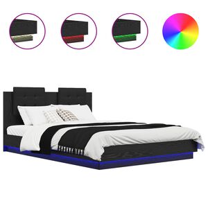 vidaXL Cadru de Pat cu Tăblie Stejar Negru 150 x 200 cm Lemn compozit
