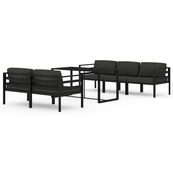 vidaXL Set mobilier de grădină cu perne, 6 piese, antracit, aluminiu