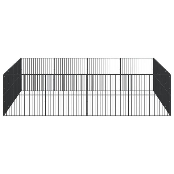 vidaXL Țarc pentru c&acirc;ini cu 16 panouri, negru, oțel galvanizat