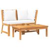 vidaXL Set mobilier de grădină, 3 piese, perne crem, lemn masiv acacia