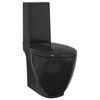 vidaXL Vas WC toaletă de baie, negru, ceramică, rotund, flux inferior
