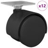 vidaXL Roată pivotantă 12 pcs Negru 39,5 x 39,5 x 37,8 mm Fier și PP