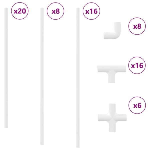 vidaXL Țeavă PVC 2 pcs Alb 12,2 x 1,8 x 500 mm PP și PE