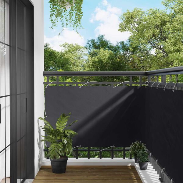 vidaXL Ecran de balcon Negru 90 x 200 cm Oxford alu acoperit cu PU