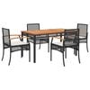 vidaXL Set mobilier de grădină cu perne, 5 piese, negru, poliratan