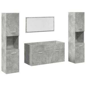 vidaXL Set mobilier de baie, 4 piese, gri beton, lemn compozit