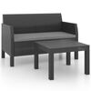 vidaXL Set mobilier de grădină cu perne, 2 piese, antracit, PP ratan