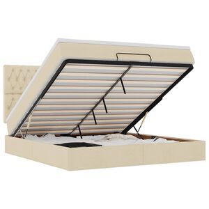 vidaXL Cadru de pat otoman cu saltea crem 180x200cm stofa