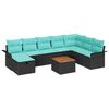 vidaXL Set de canapele pentru grădină cu pernă 9 pcs Negru Rattan poli